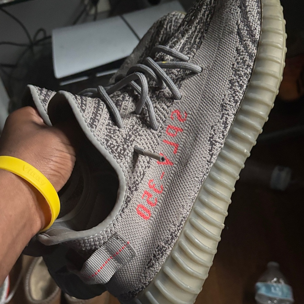 Yeezy Boost 350 V2 in Gray with Red Highlights